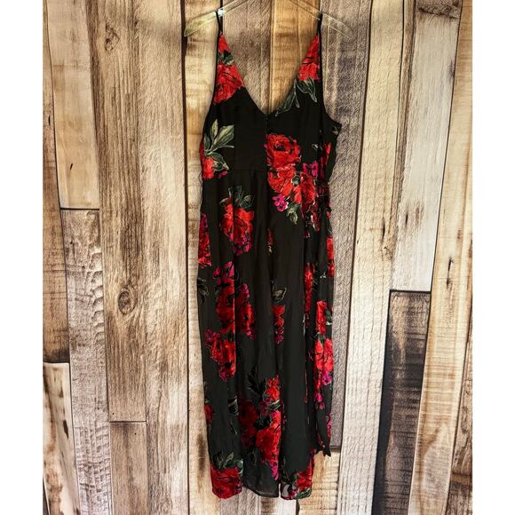 Anthropologie Ett:Twa Velvet Burnout Floral Jumpsuit Wide Leg Dark Romantic M - Picture 2 of 10